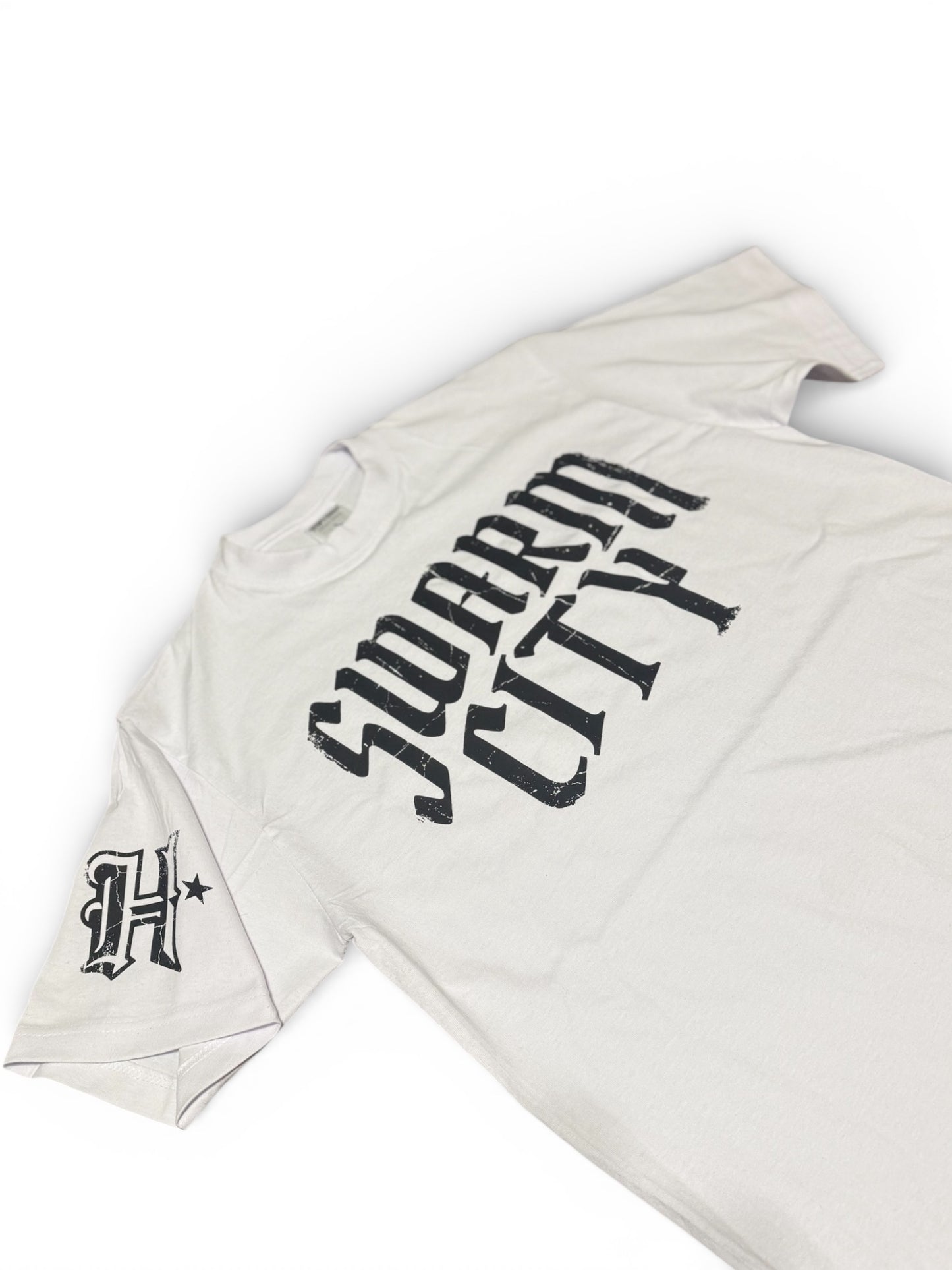 Houston Swarm City White T-Shirt Old English Graphic Heavyweight Shaka Wear