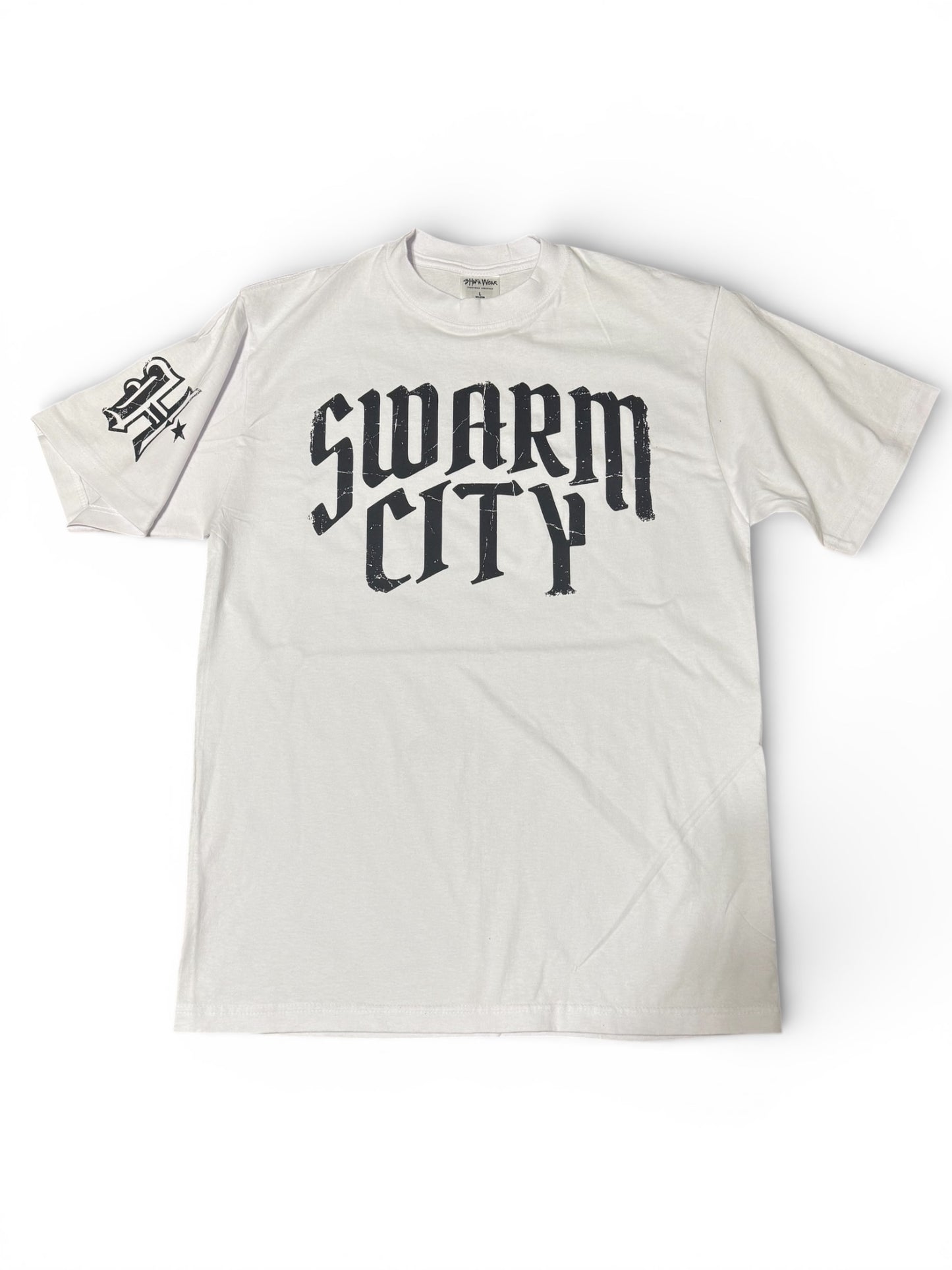 Houston Swarm City White T-Shirt Old English Graphic Heavyweight Shaka Wear