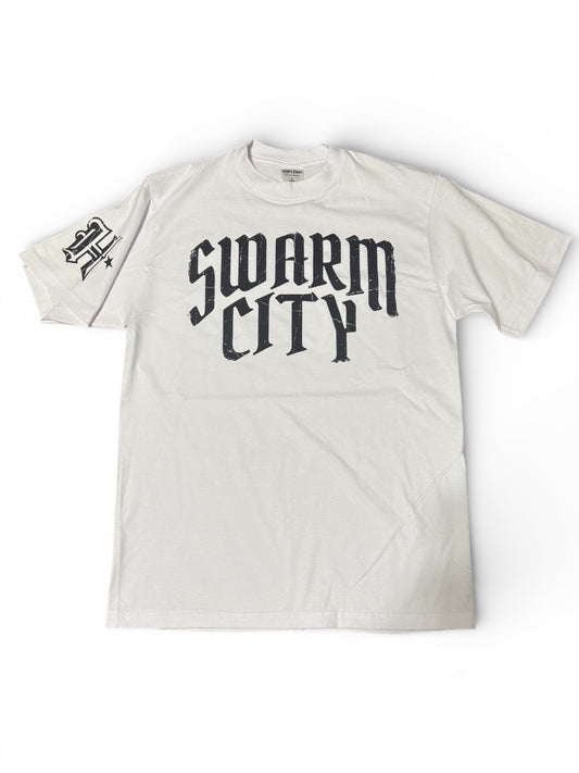 Houston Swarm City White T-Shirt Old English Graphic Heavyweight Shaka Wear